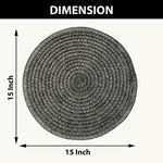 Round Table Placemats for Dining Table Set of 6(Black)