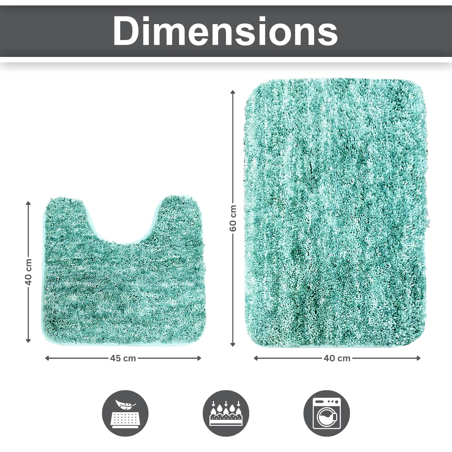 Hawai Contour Bath Mat  Set of 2 (Aqua, 40x60 cm & 40x45)