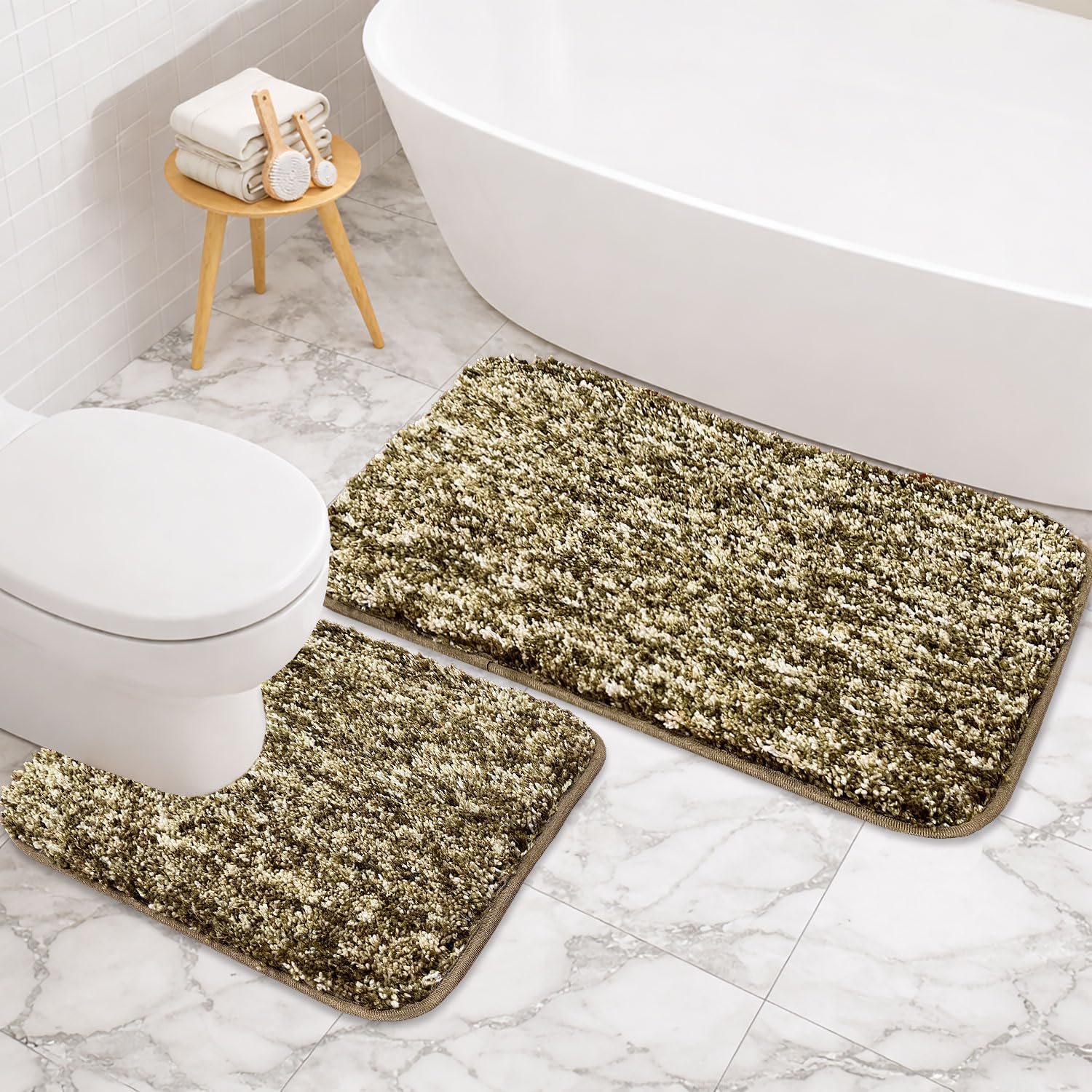 Hawai Contour Bath Mat  Set of 2 (Coffee, 40x60 cm & 40x45)