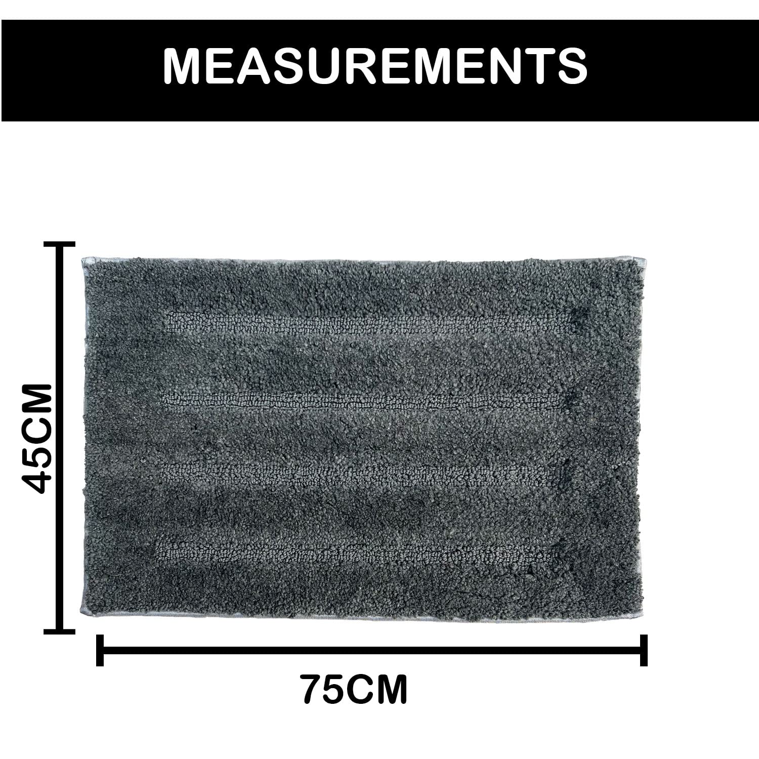 Bathmat 2500 GSM Microfiber Anti Skid (Grey, 45cm x 75cm)