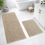 Chenille Super Absorbent Bath Mats  Pack of 2 (40x60cm 60x120cm Beige)