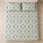 king Size Double Bedsheet with 2 Pillow Covers Premium Botanical Block Printed  90x100 inch
