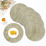 Round Table Placemats for Dining Table Set of 6(Light Gold)