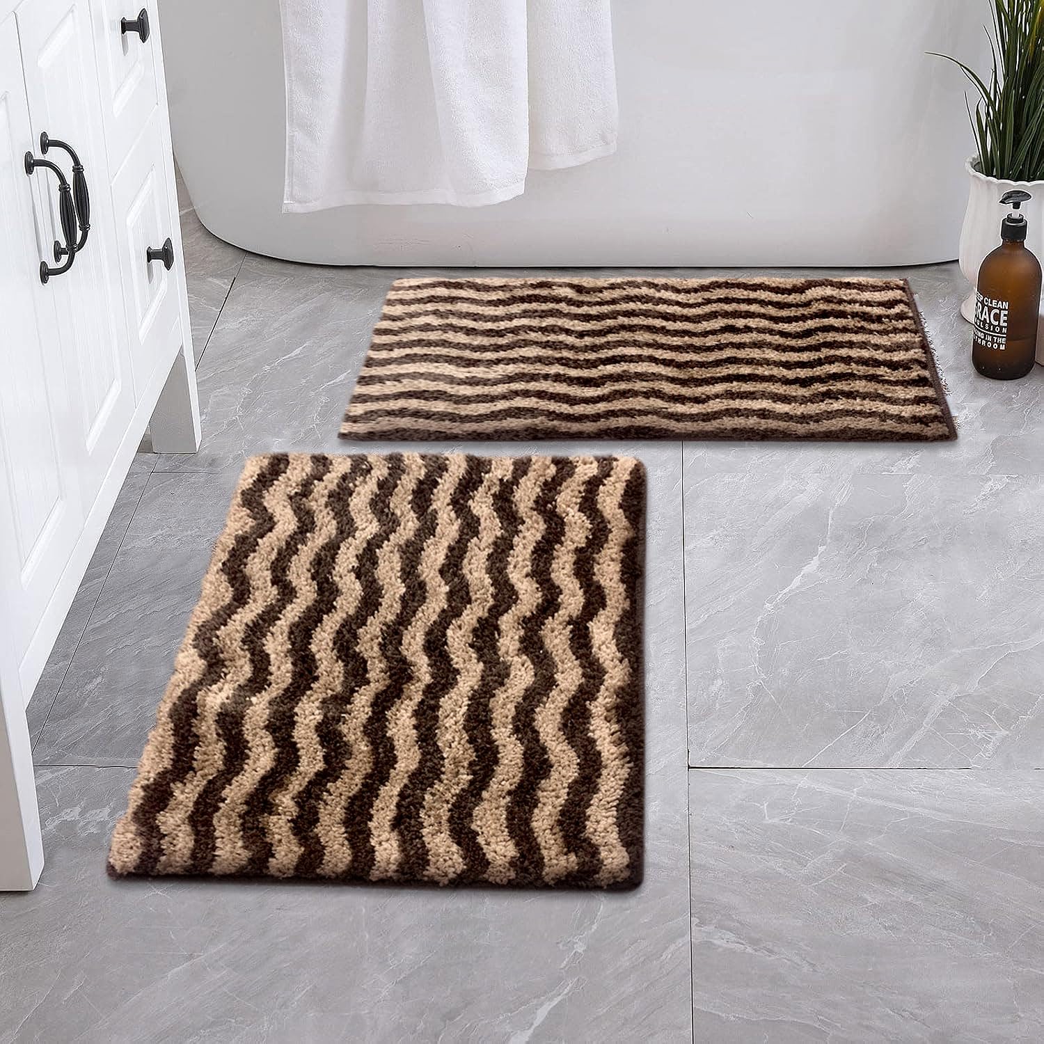 Berlin Bath Mat Super Sof Mat Pack of 2(38x58 cm ,Coffee)
