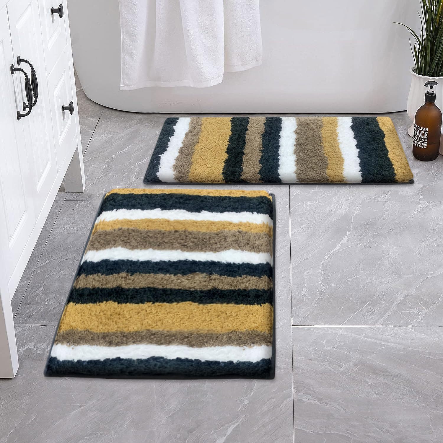 Italia Combo Door Mats for Home Pack of 2 (40x60 cm, Anthra)