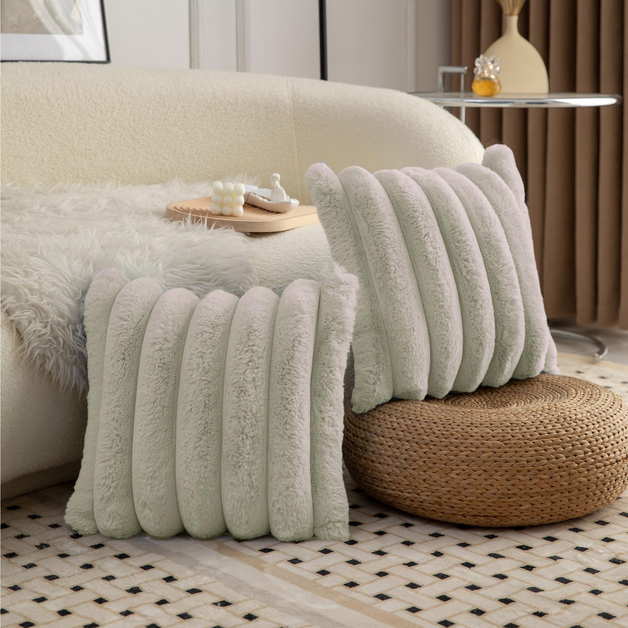 Luxurious Cushion Covers Pack of 2, (16x16 Inch - Taupe)