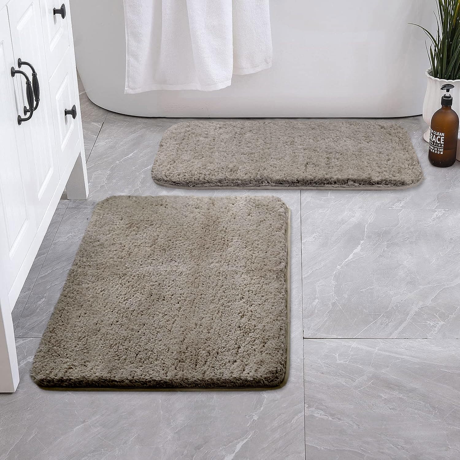 Vegas Microfiber Bath Mat (40x60 cm, Taupe) Pack of 2