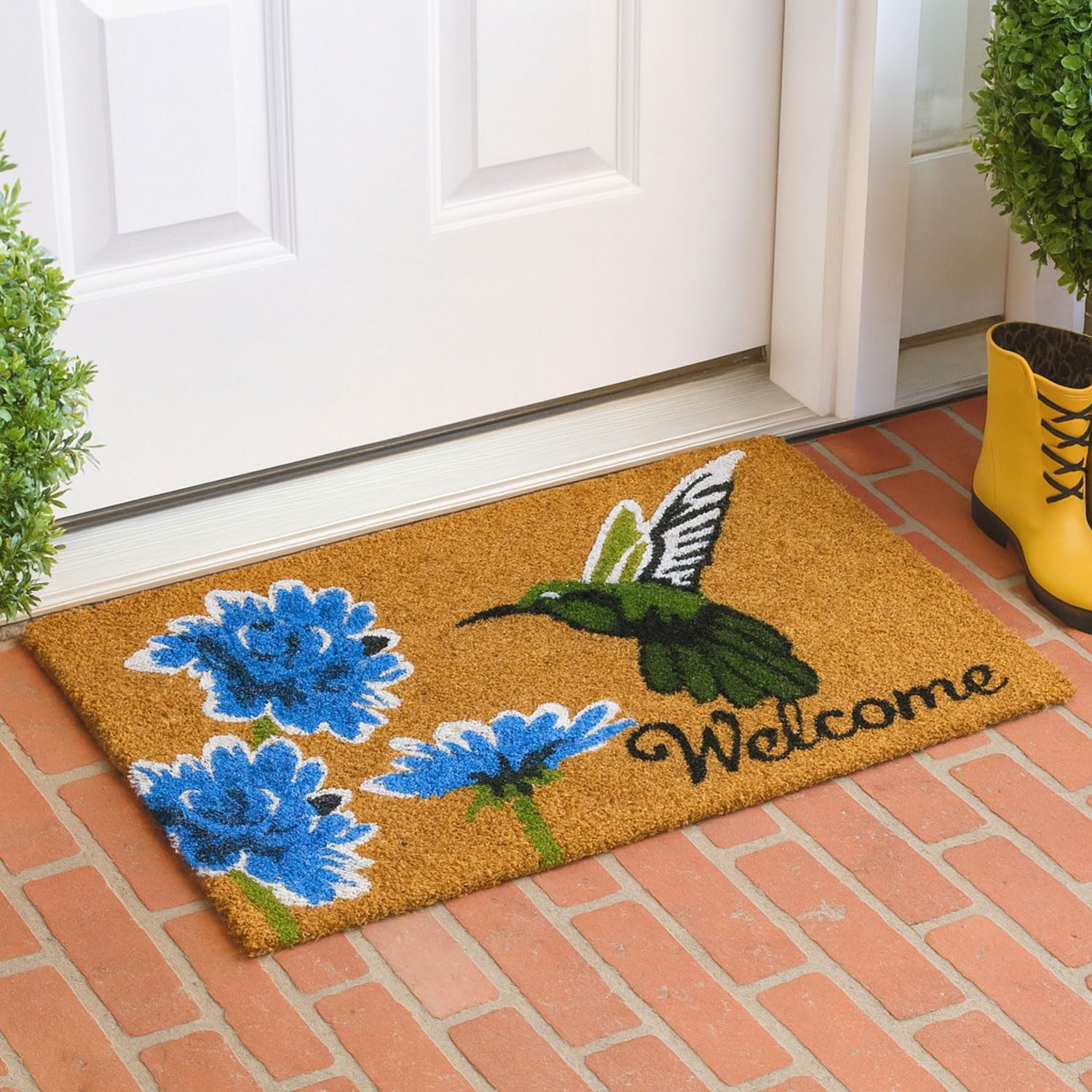 Coir Doormat for Home Entrance (Welcome Bird Print Design ,71x45 cm)
