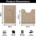 Microfibre Chenille Contour Bath Mat Set  Pack of 2 (Beige 40x60cm & 47x47cm)