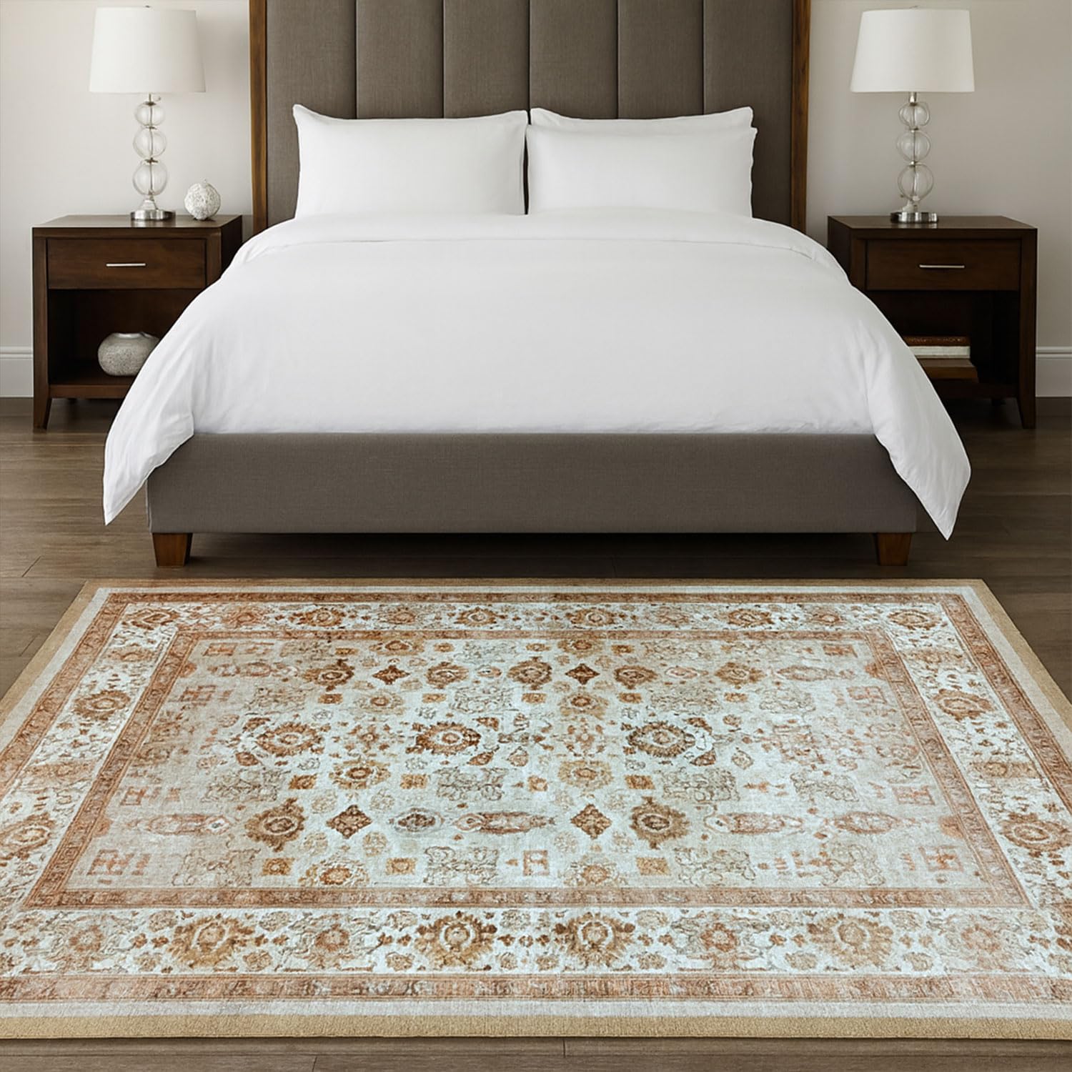 Polyester Golden Dusk Carpet for Bedroom (4x6 Feet, Multicolor)