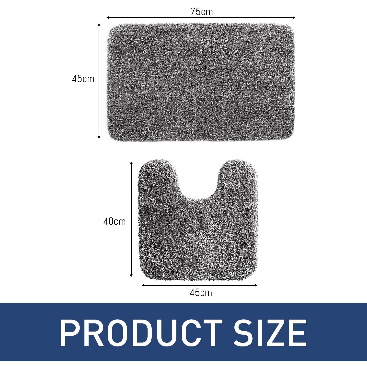 Newman Polyester Contour Bath Mat Set of 2 (Silver 45x75 cm & 40x45)
