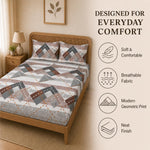 Queen Size Double Bedsheet With 2 Pillow Covers Triangle Pattern  90x90 Inch
