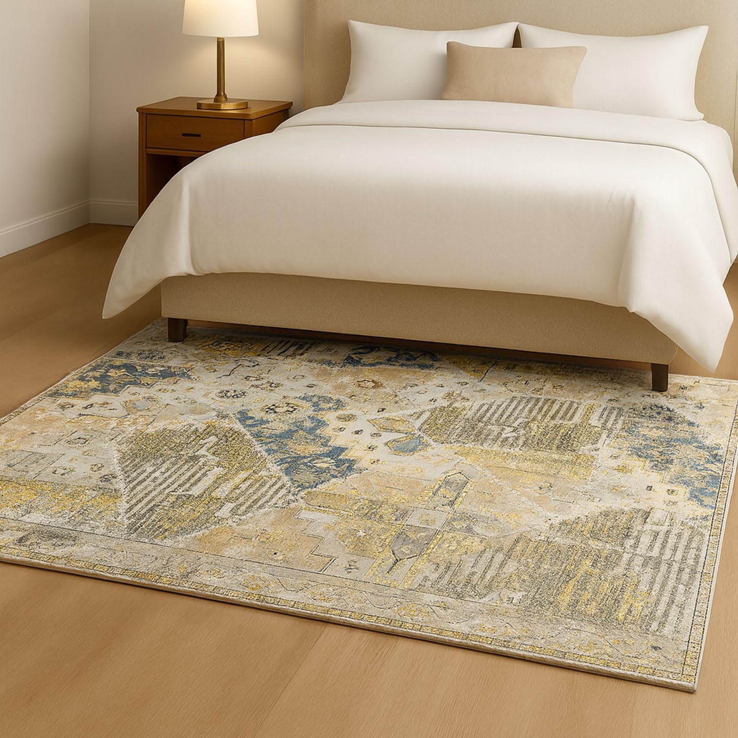 Polyester Abstract Carpet Anti Skid  (3x5 Feet, Multicolor)