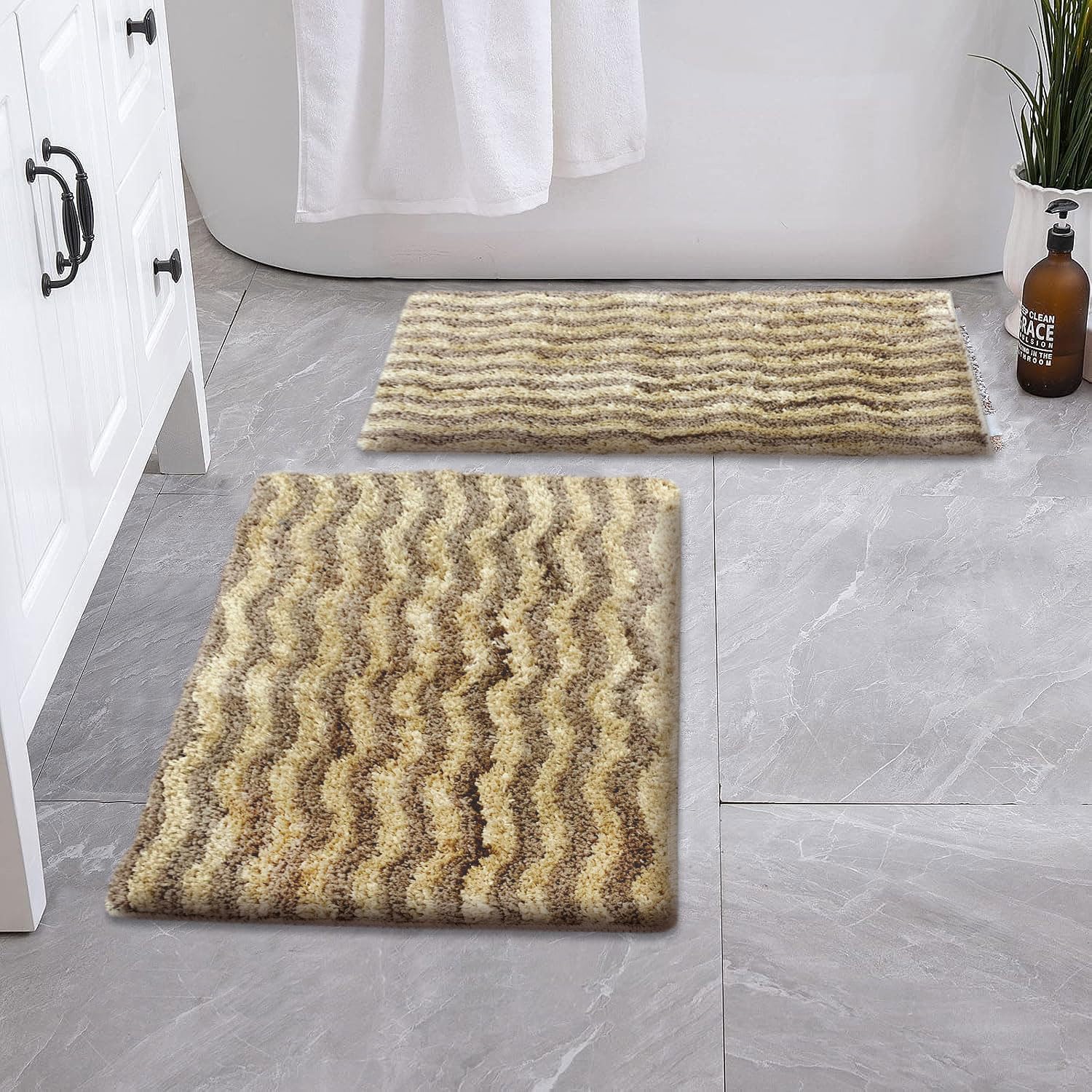 Berlin Bath Mat Super Sof Mat Pack of 2(38x58 cm ,Sand)