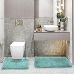 Polyester Contour Bath Mat Set (Aqua, 45x 75 cm & 40x45)