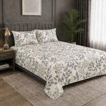 Double Bedsheet with 2 Pillow Covers 220 TC 100% Cotton Feel ( King Size Grey &White 90x100 inch )