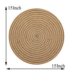 Natural Jute Placemat for Dining Table Set of 4 (Beige, 15x15 Inch)
