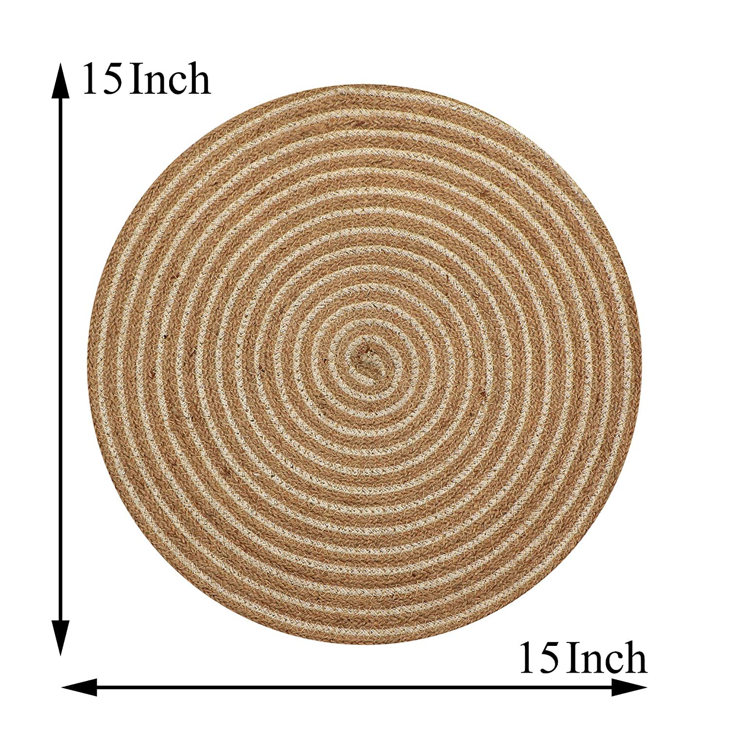 Natural Jute Placemat for Dining Table Set of 4 (Beige, 15x15 Inch)