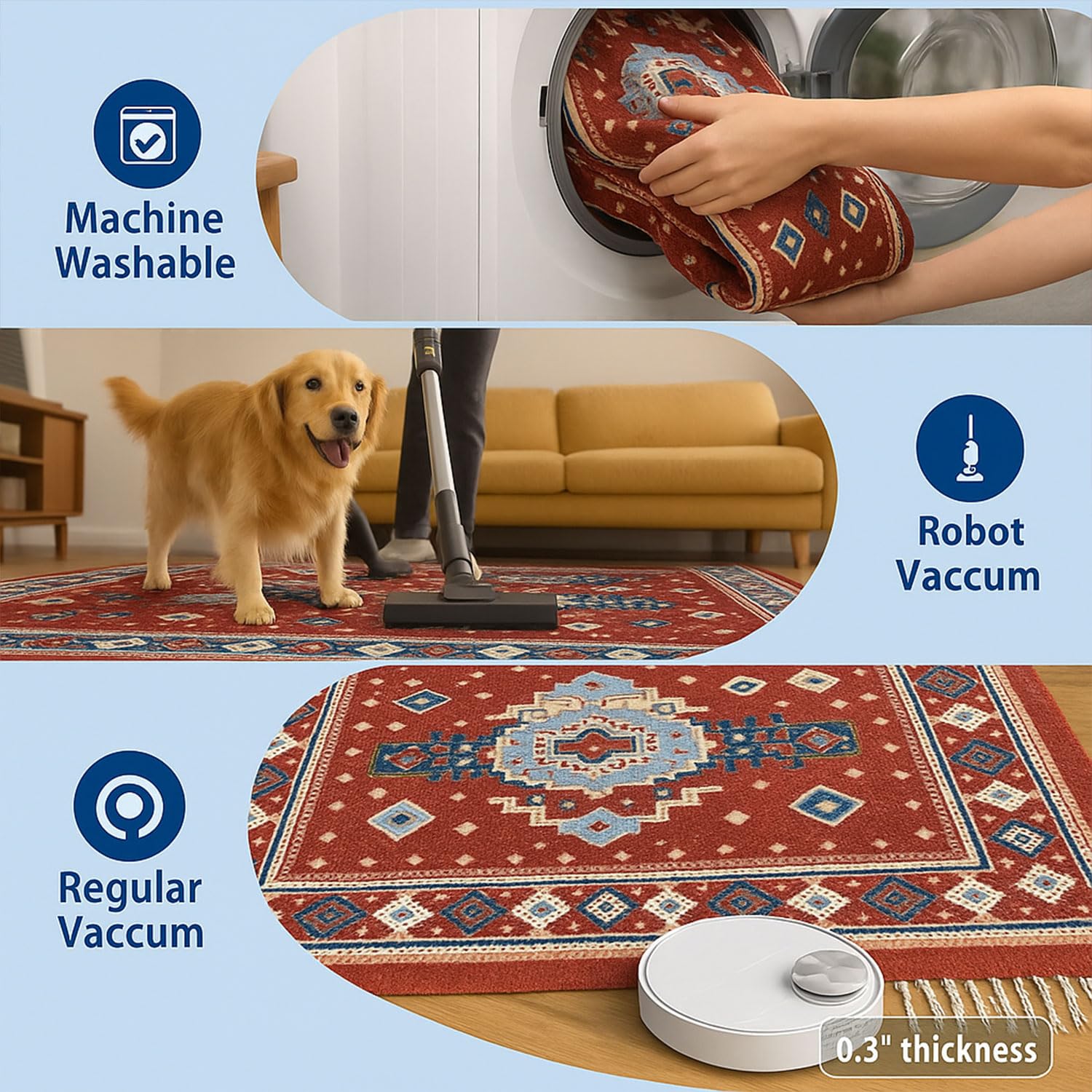 Polyester Killim Design Carpets with Tassel Latex Backing (3x5ft, Multi)