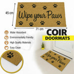 Coir Doormat for Home Entrance (Wipe Your Paws Print Design,71x45 cm)