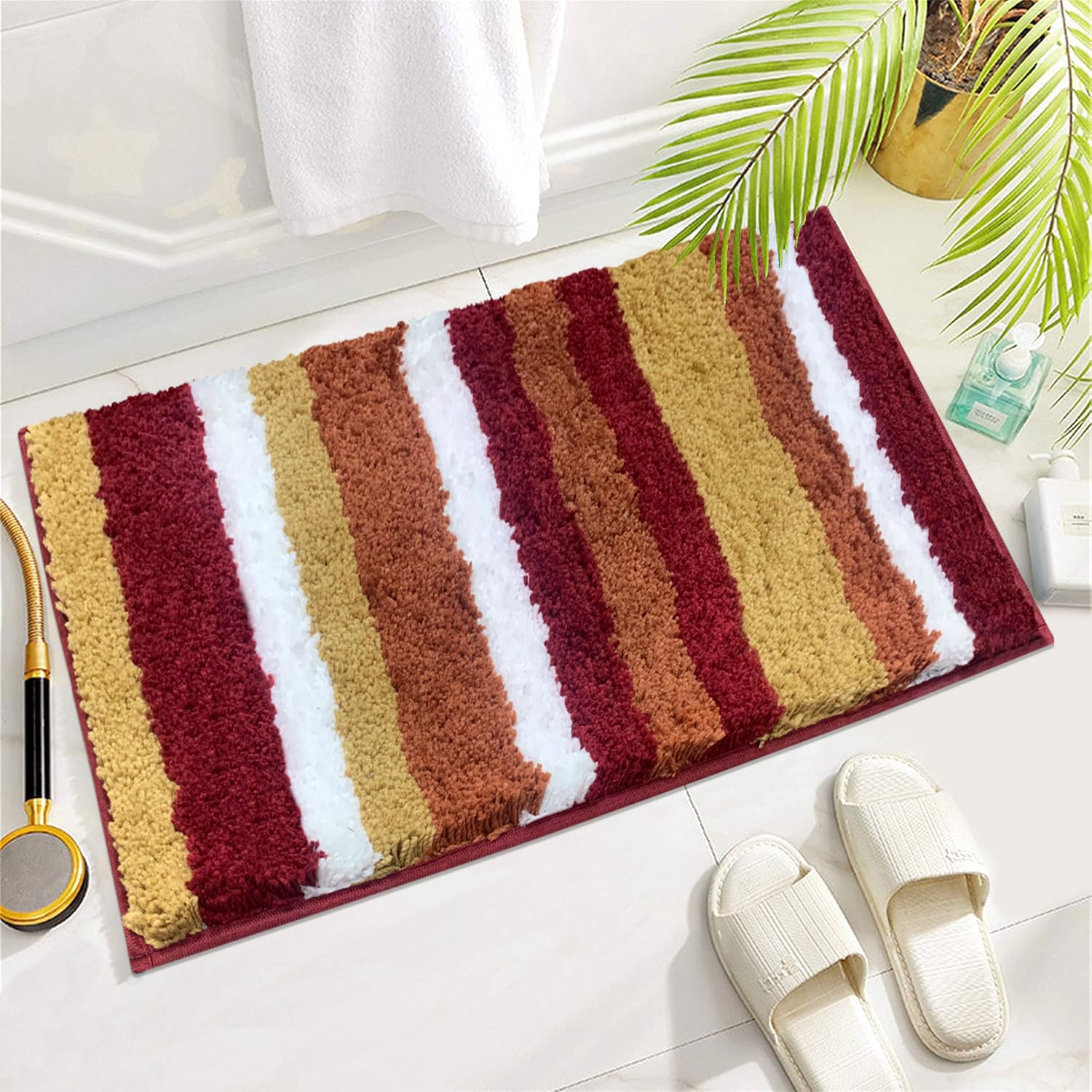 Striped Italia Bath Mat Super Sof(cinnamon, 40x60 cm)