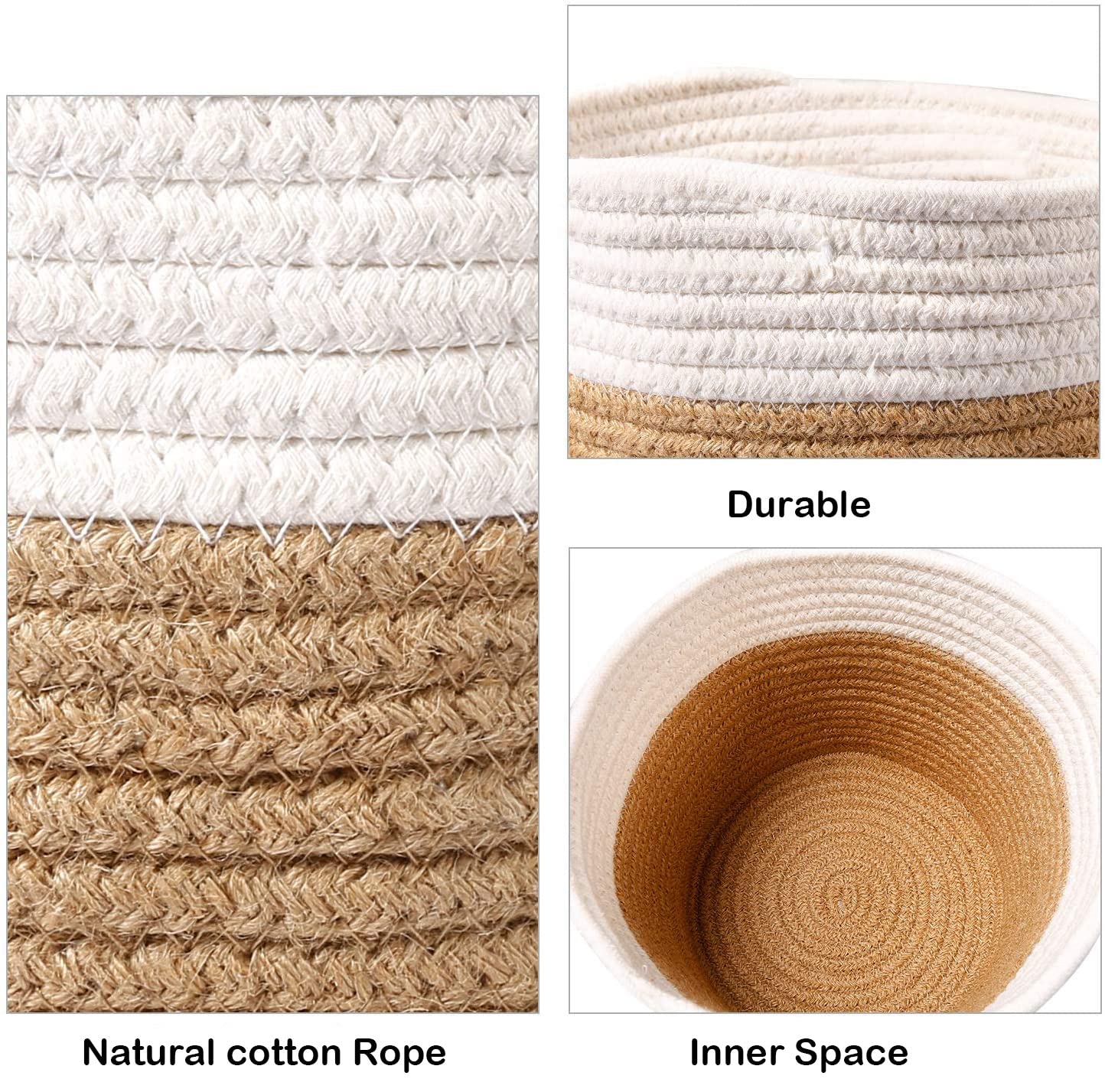 Jute Planter Pots/Storing Basket Piece of 3(Netural Color, 6"x6")