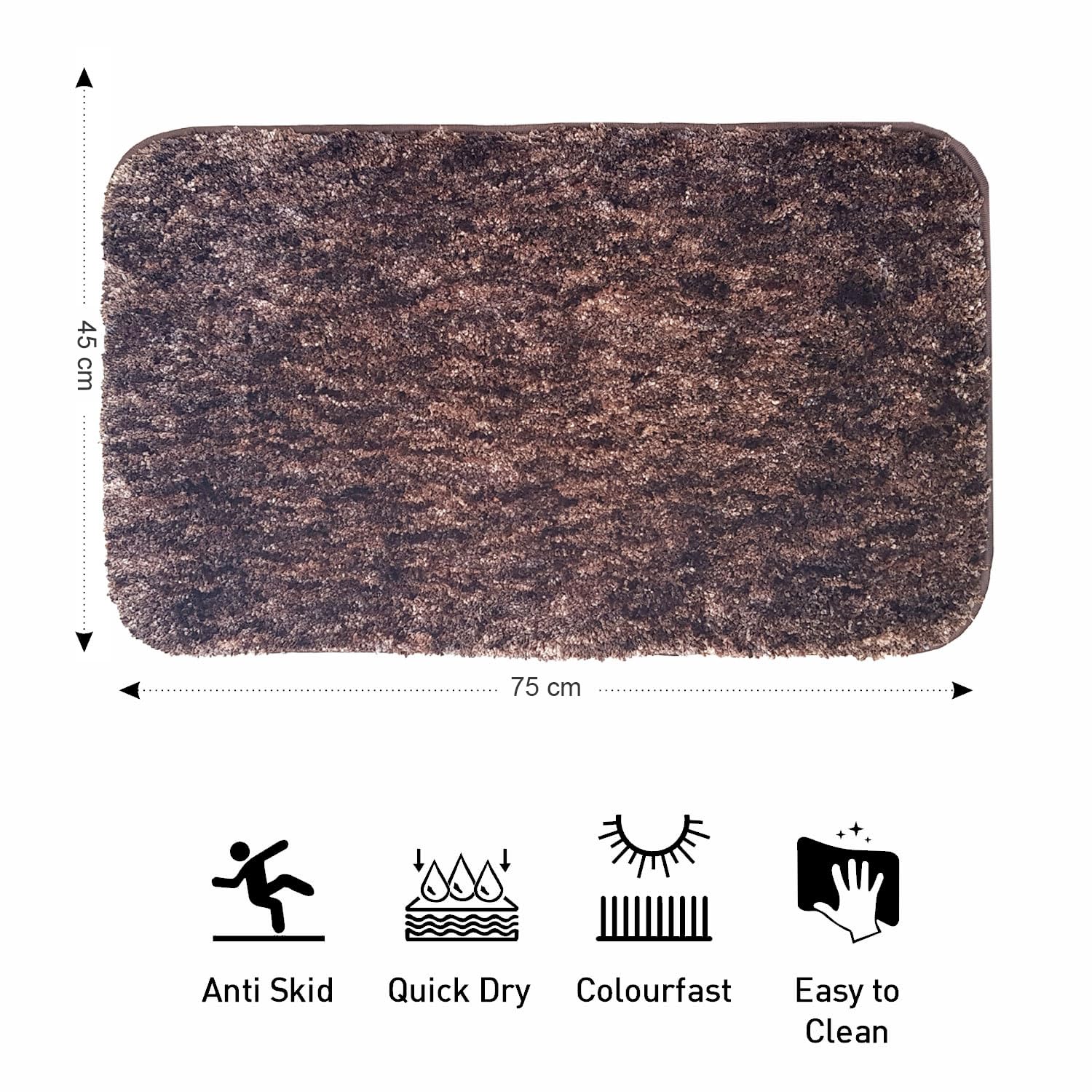 Hawaii Bath mat Anti Skid (Cocoa, 45 x 75 Cm)