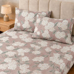Double Bedsheet with 2 Pillow Covers 220 TC 100% Cotton Feel (King Size Dusty Rose  90x100 inch )