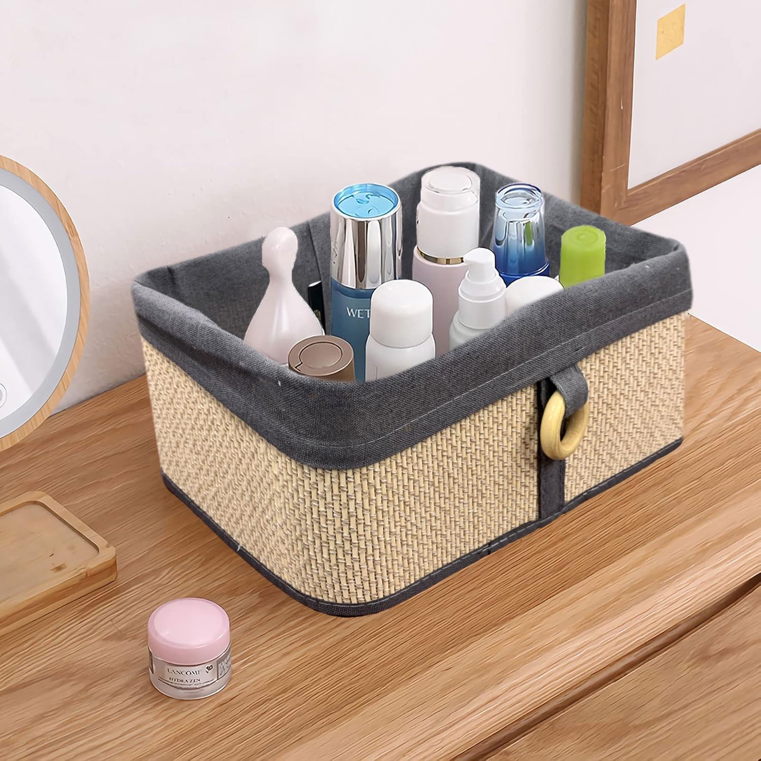 Brick Storage Box Bamboo (Beige,30x20x12 cm)