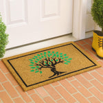 Coir Doormat for Home Entrance (Tree Print Design ,71x45 cm)