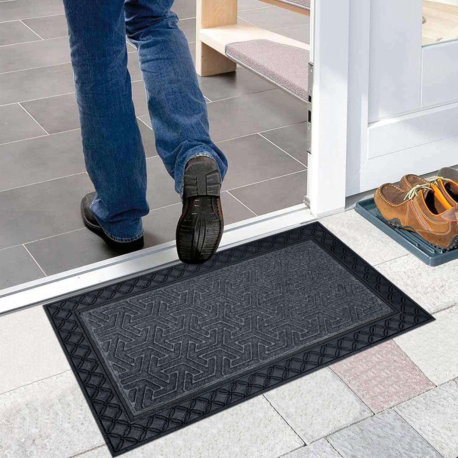 Coir Rubber Door Mat (Grey, 45 x 75cm)