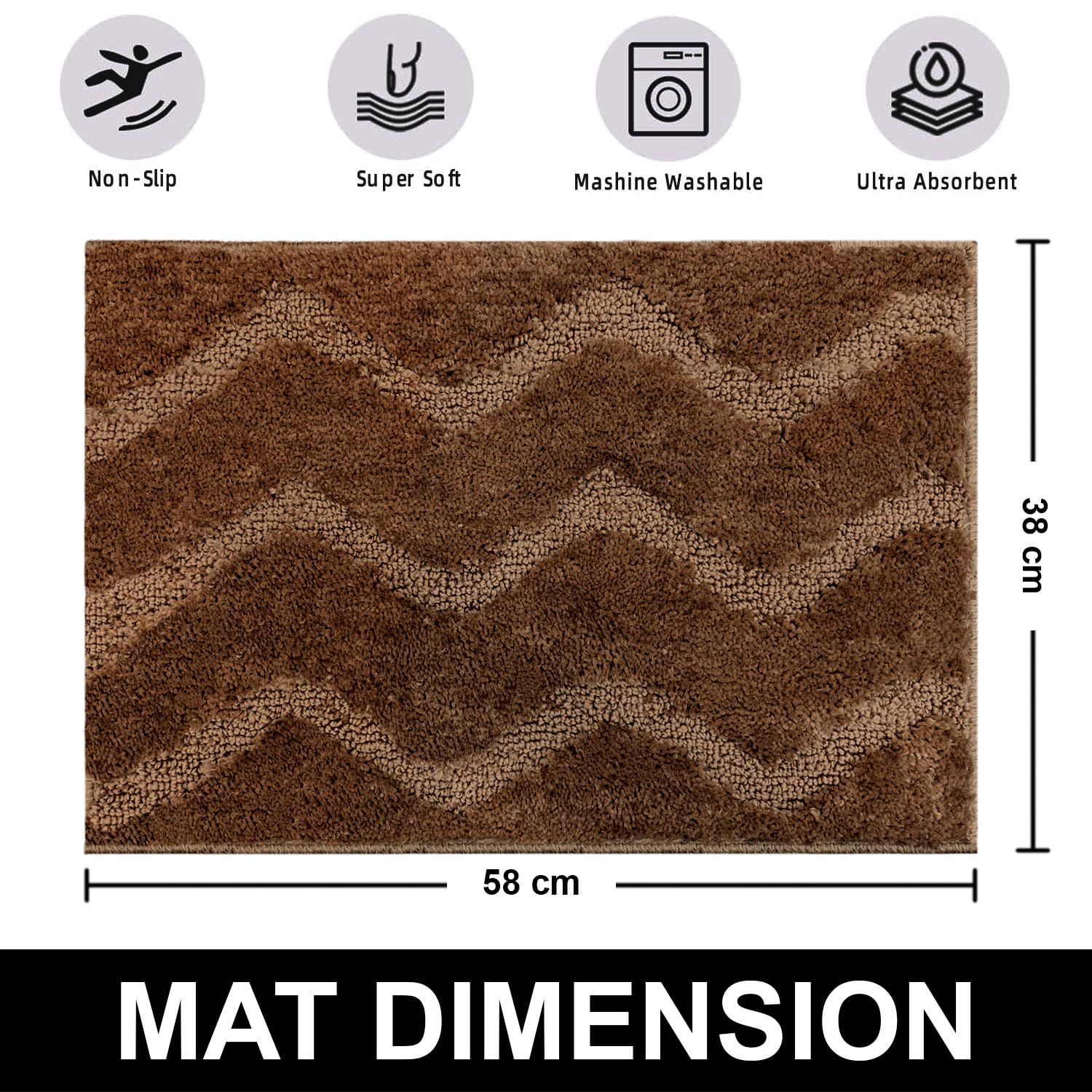 Scotland Waves Bathmat Pack Of 2 (38x58 cm , Sea Coffee)