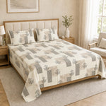 Double Bedsheet with 2 Pillow Covers King Size 220 TC 100% Cotton Feel  ( Beige 90x100 inch )