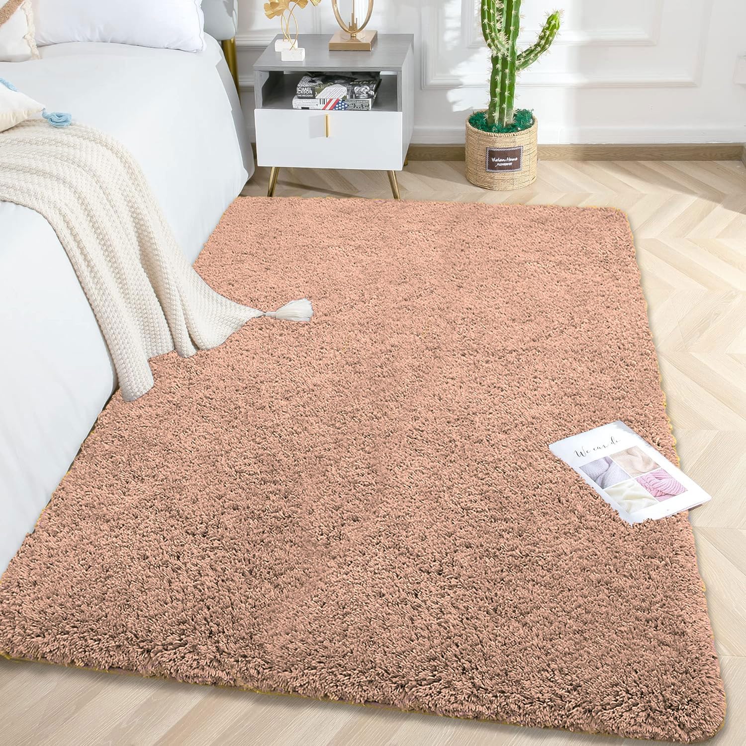 Vegas Carpet For Bedroom,Livingroom (Peach,4X6 Feet)