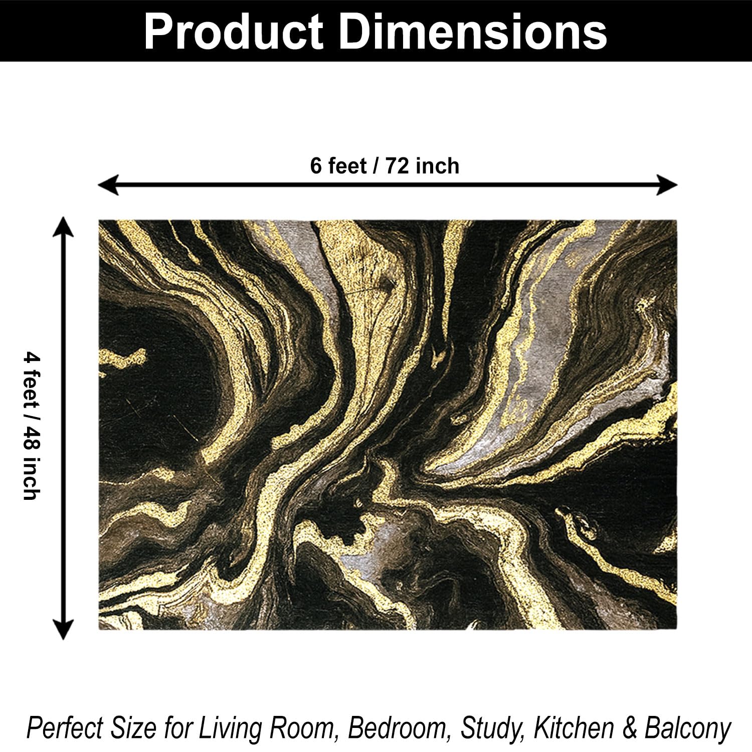 Polyester Cosmic Swirl Carpet for Bedroom (4x6 Feet, Multicolor)