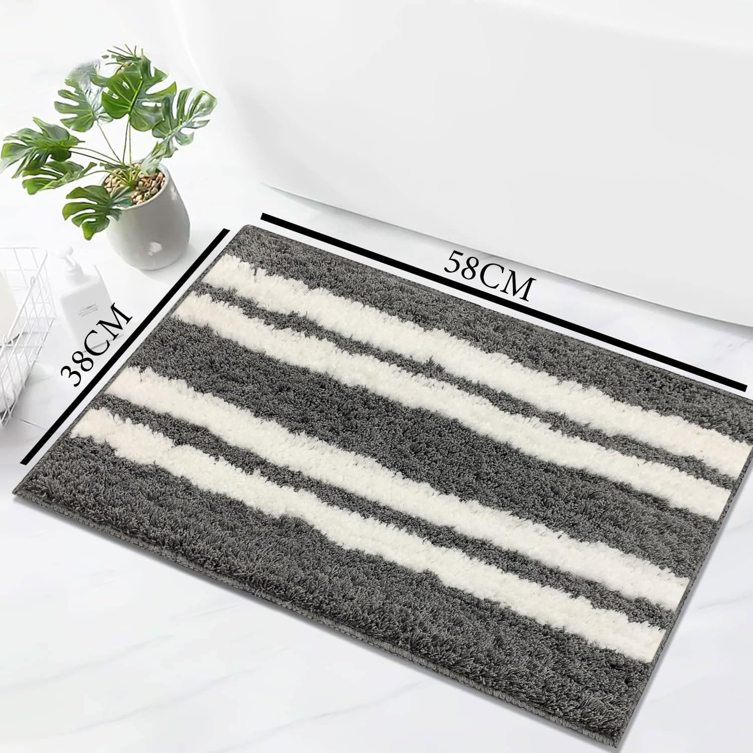 Florida Bath Mat 2200 GSM Pack of 2 (38x58 cm ,Grey)