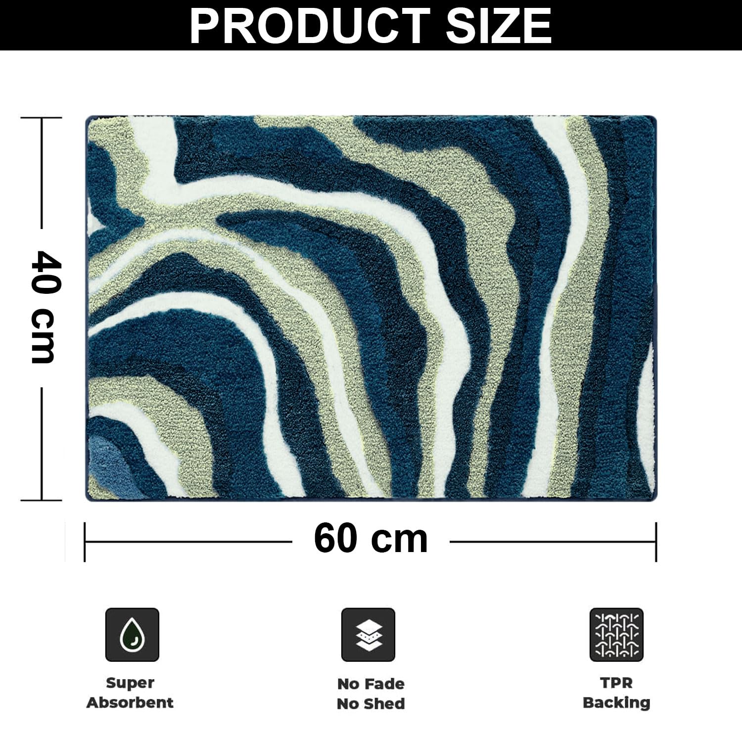 Canada Bath Mat Multi Waves (40x60 cm, Green)