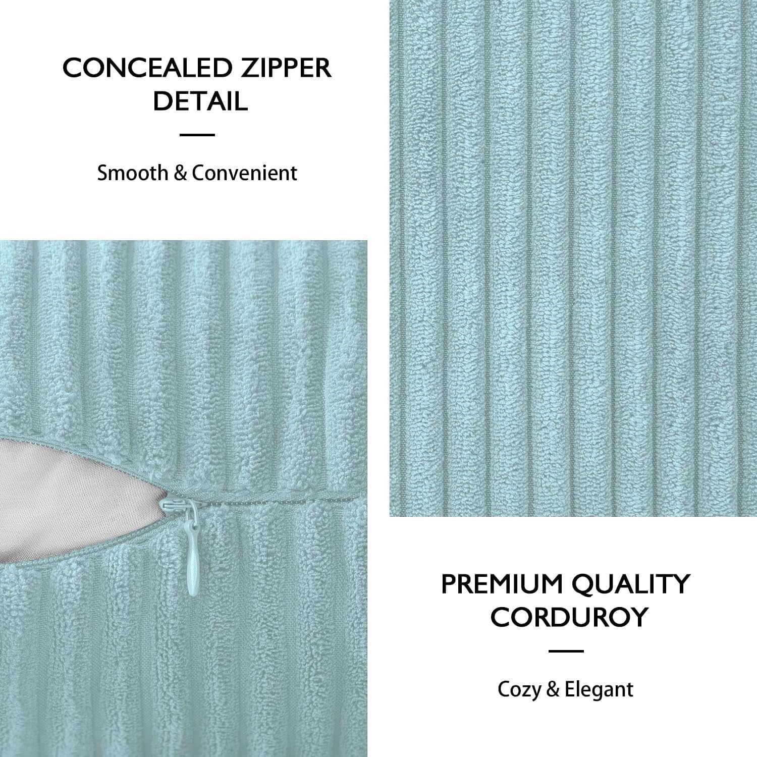 Corduroy Cushion Cover Super Soft (16x16 Inch,Turquish)