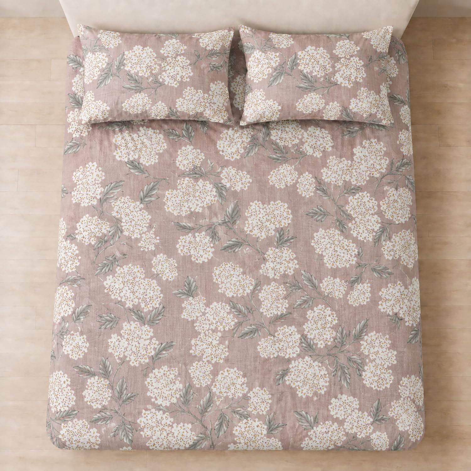 Double Bedsheet with 2 Pillow Covers 220 TC 100% Cotton Feel (King Size Dusty Rose  90x100 inch )