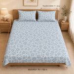 Double Bedsheet with 2 Pillow Covers 220 TC 100% Cotton Feel King Size( Blue , 90x100inch )