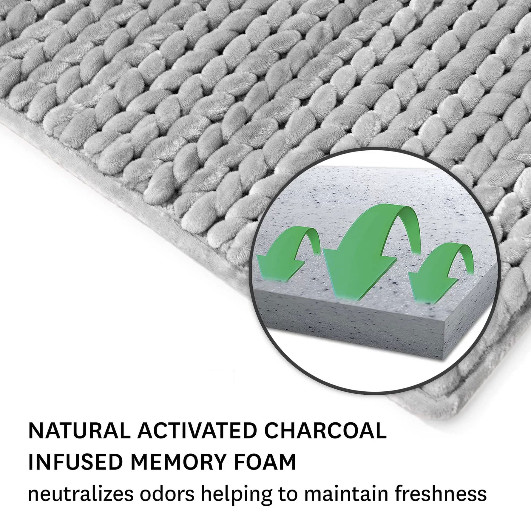 Memory Foam Braided  Bathroom Mat ((17"x25", Silver)