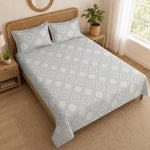 Double Bedsheet With 2 Pillow Covers Classic Pattern 200 TC 100% Cotton Feel ( Queen Size 90x90 Inch Multi Set Of 3 )