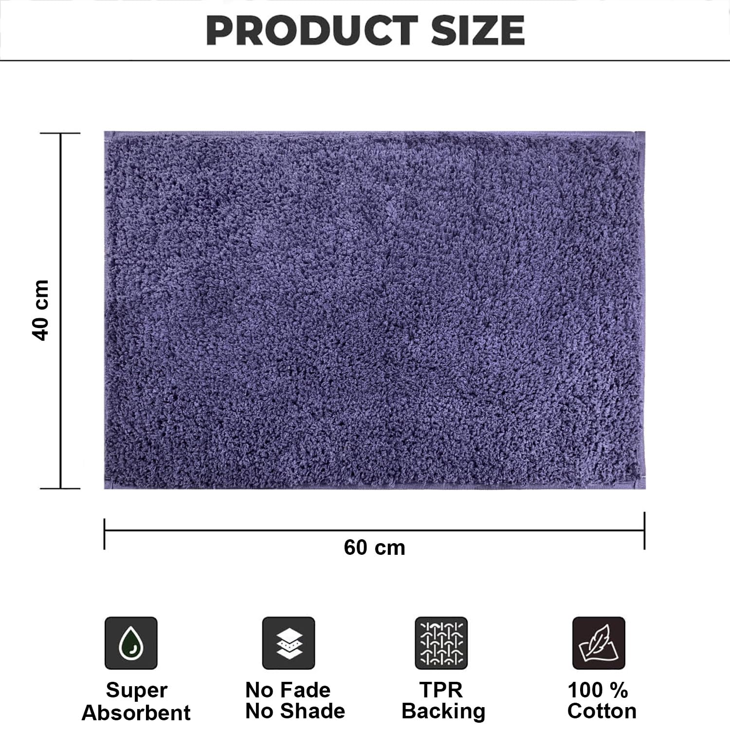 Colosseum Bath Mat 100% Cotton (40x60 cm,Navy Blue)