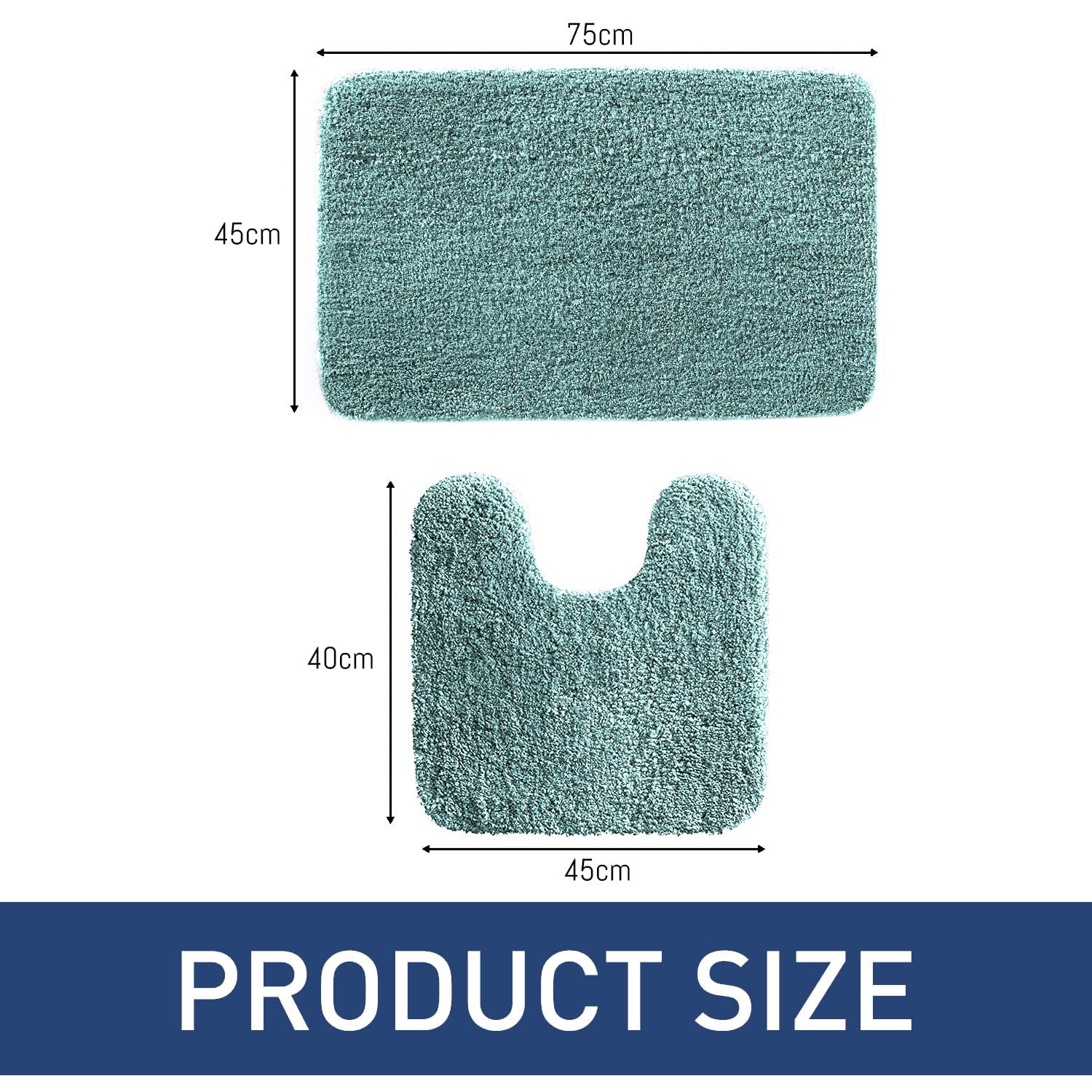 Newman Polyester Contour Bath Mat Set of 2 (Aqua 45x75 cm & 40x45)