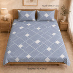 King Size Double Bedsheet with 2 Pillow Covers Premium Sky Grid Weave Printed 90x100inch