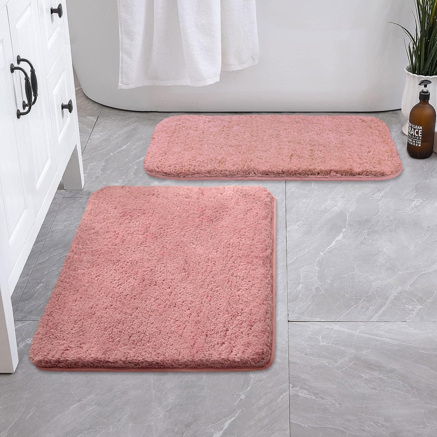 Vegas Microfiber Bath Mat (40x60 cm, Fuscia) Pack of 2