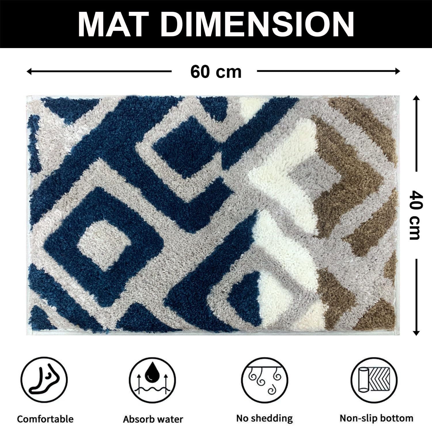 Macau Diamond Bath Mat (40x60 cm,Teal)