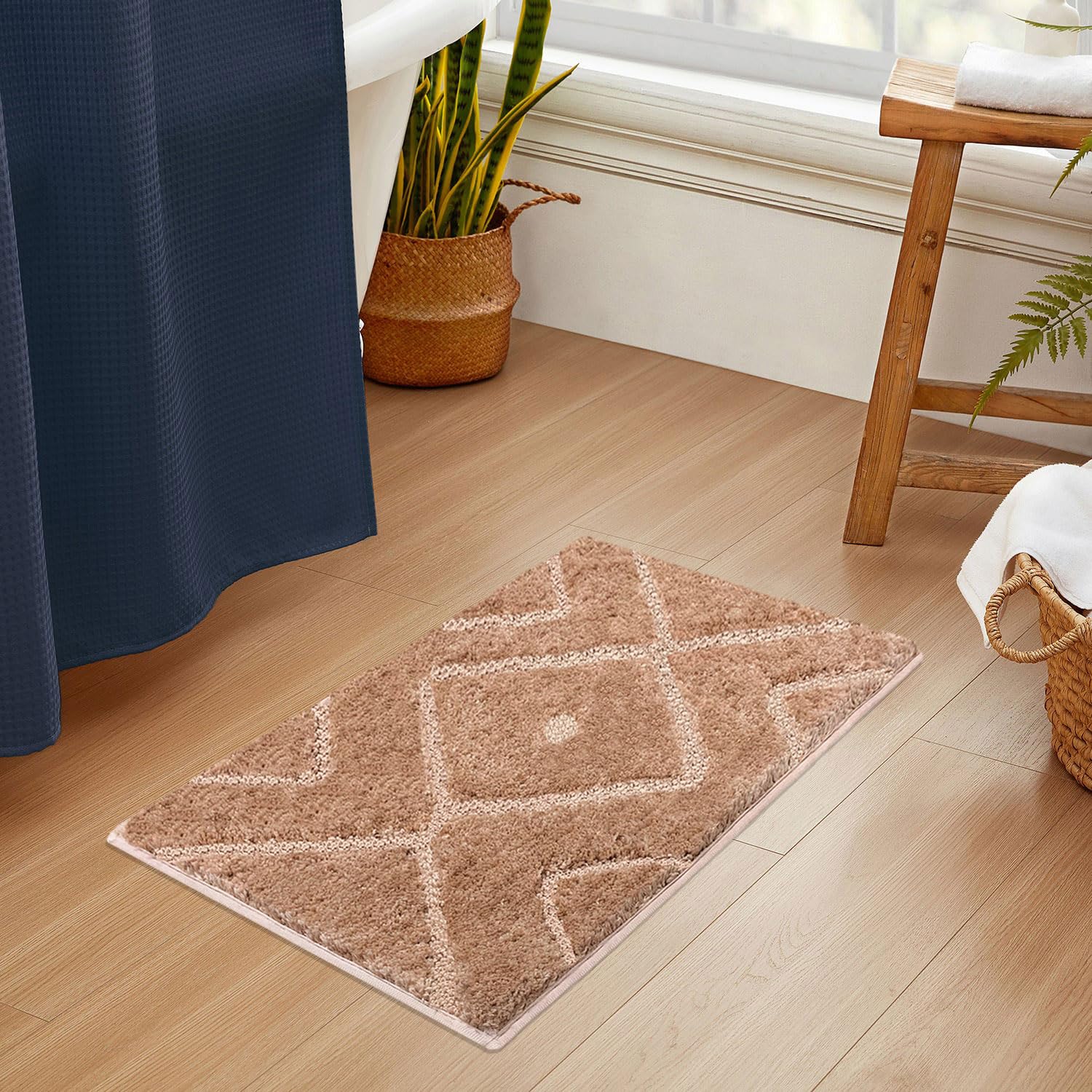 Bath Mat Classic Diamond Microfiber 2200 GSM (40x60 cm, Taupe)