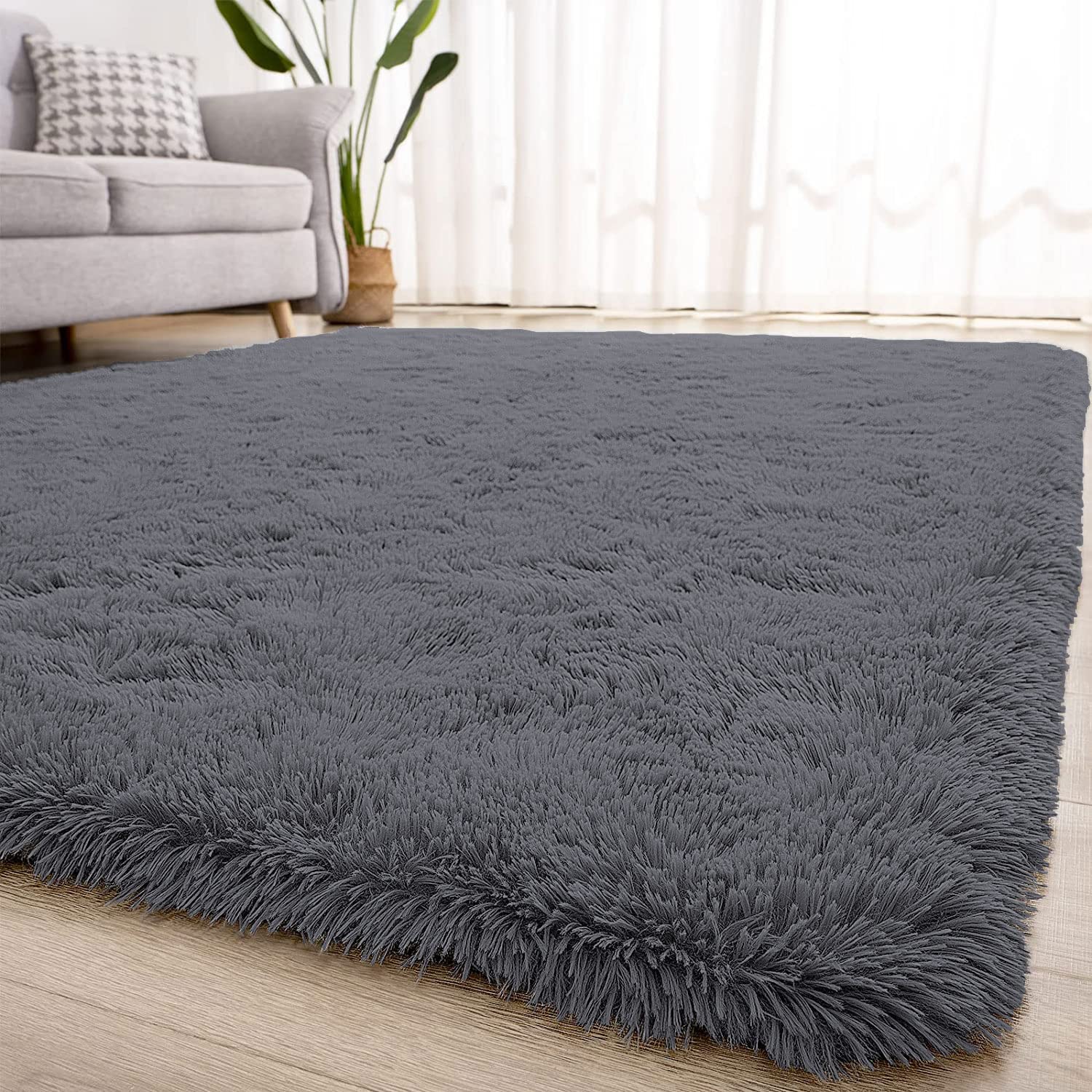 Carpets Marino Fur 2000 GSM (4x6 Ft,Grey)