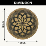 LUXE HOME INTERNATIONAL PVC Vinyl Metallic Table Round Placemats for Dining Table Rangoli Black, Heat Resistant & Waterproof | Easy to Clean Decorative Dining Mats - (Set of 2) STSWY0078